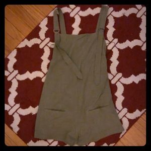 Olive green overall shorts